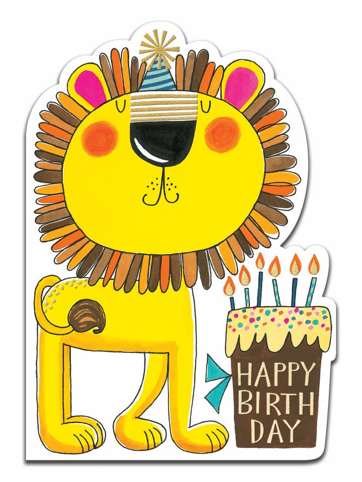 BIRTHDAY CHILDREN LION GREETING CARD RACHEL ELLEN for wholesale by Notes & Queries, Inc.