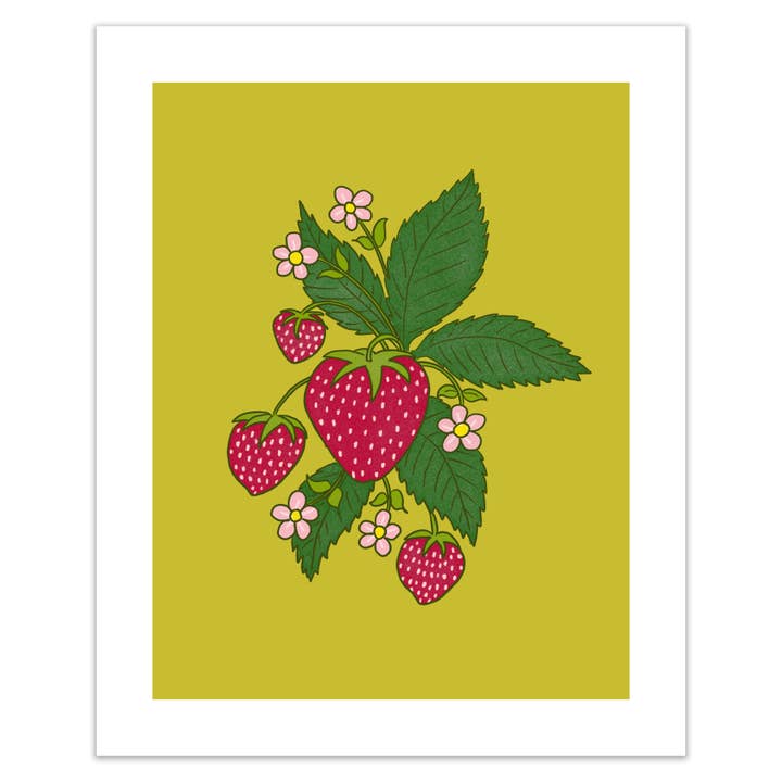 Strawberries Print for wholesale by Jodi Lynn's Emporium of Doodles