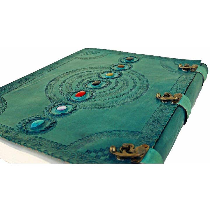 Tuzech Leather - Wholesale Journal/Diary - Seven Chakra Leather Journal – Handmade Embossed Diary 13"17