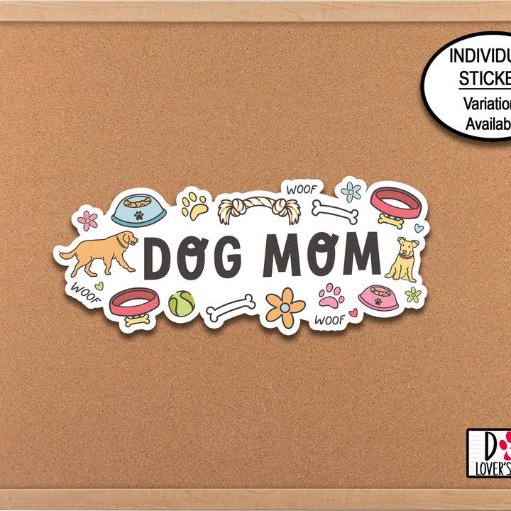 Autocollant Dog Mom Icônes mignonnes, cadeau pour amoureux des chiens pour la vente par Swanky Bazaar