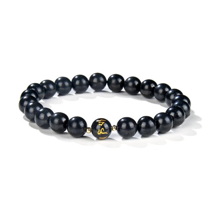 Shungite With Black Agate Round Beads Bracelet 8mm for wholesale by My Healing Bracelet