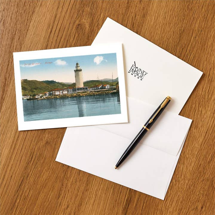 Found Image Press - Wholesale Stationery/Notecard Set - Greeting Card MF-479 Port Lighthouse, Malaga, Spain1