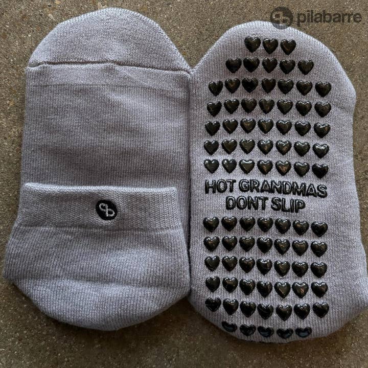 Pilabarre – Engroshandel Strømper - Dame – Hotte bedstemødre glider ikke greb sokker - grå/sort2