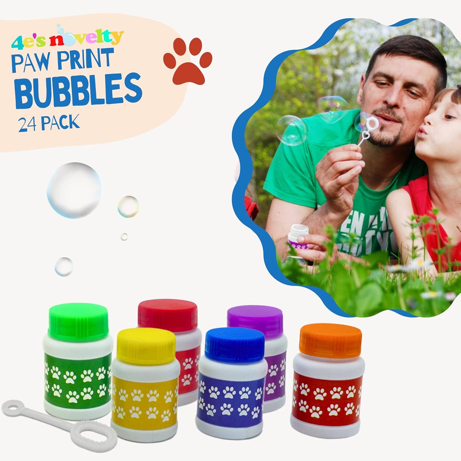 4E's Novelty - Wholesale Party Favor - Paw Print Bubble Bottles - 24 Pack, 1 oz, Paw Patrol Party Favors2