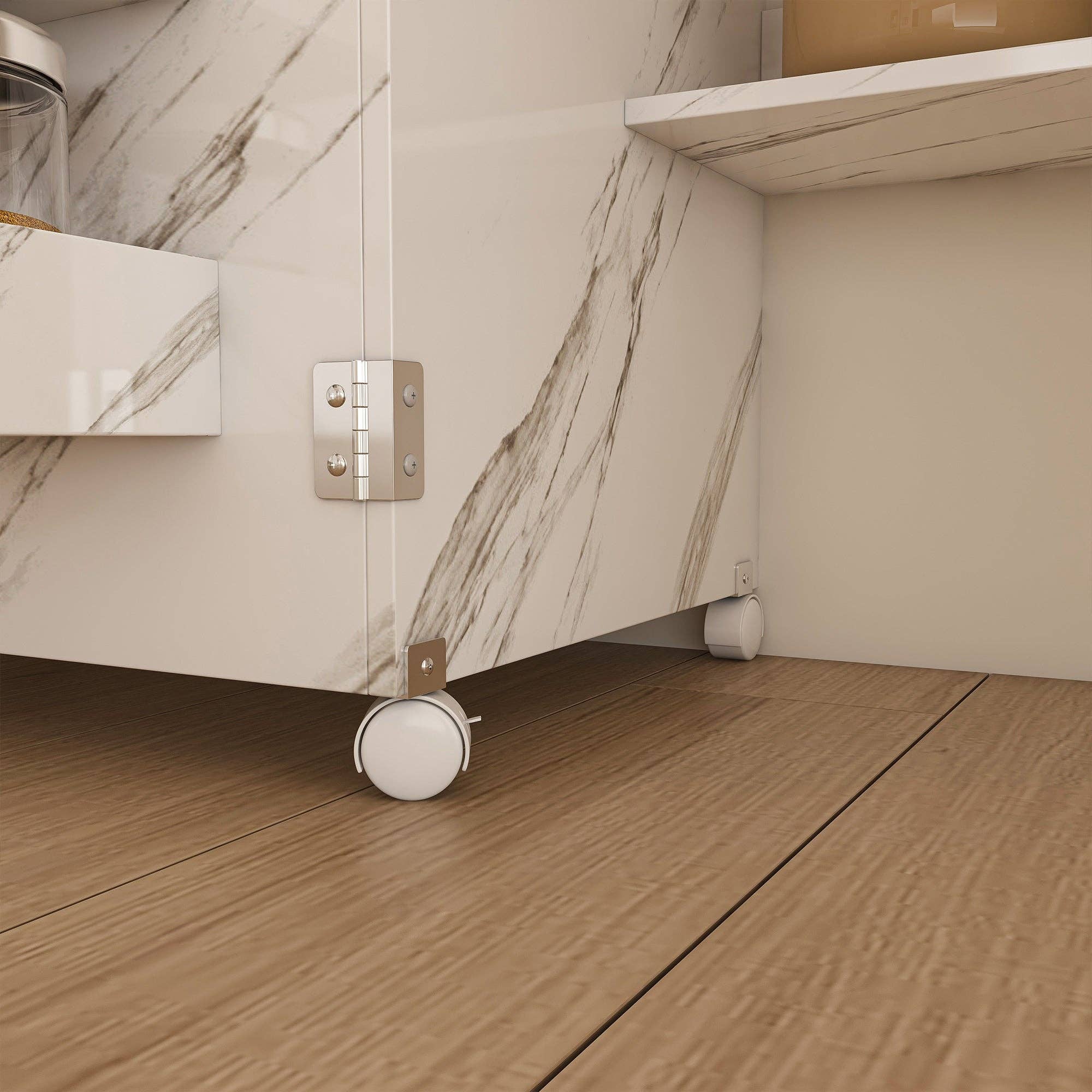 39F Inc. - Wholesale Craft Supplies - 4-in-1 Folding Sewing Table w/Lockable Wheels (White MDF)8