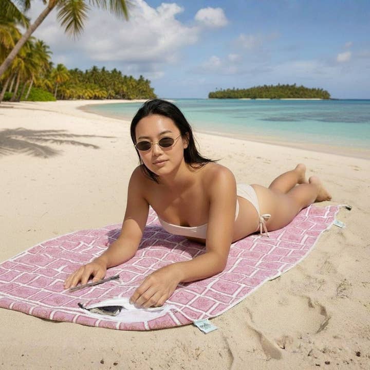 Tahiti Sand Free Beach Towel With Pocket for wholesale by Nomadique Co