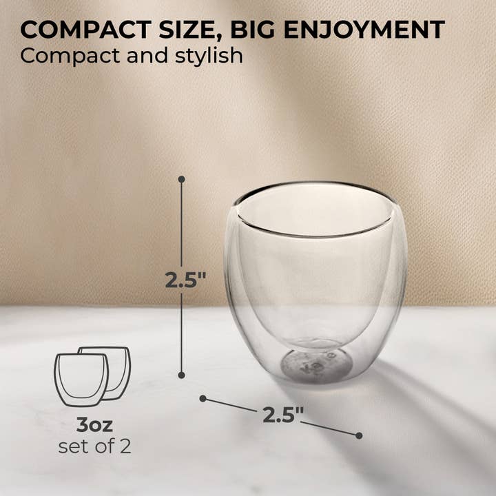 Kaffe - Wholesale Coffee/Tea Cup - Kaffe 3oz Small Espresso Cups Double-Wall Borosilicate Glass4