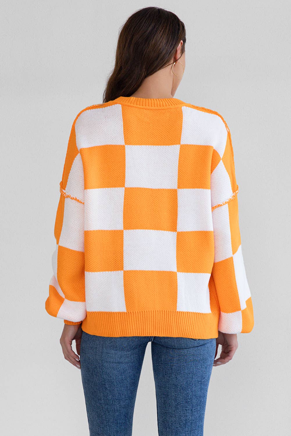 LA Society - Vente Pull en maille – femme - Pull à manches bishop à carreaux LAS (S-XL)6