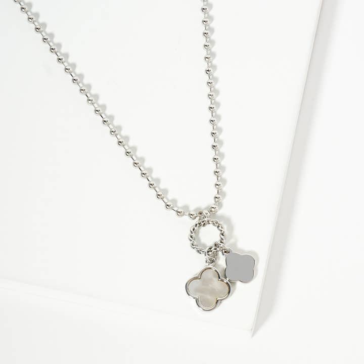 SP Sophia Collection - Wholesale Pendant/Charm Necklace - Gold Plated Enamel Quatrefoil Pendant Necklace