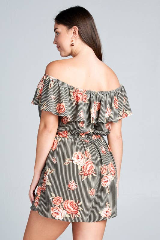 Emerald Collection - Wholesale Romper - Women's - ETK-7188-PL Plus Size Off Shoulder Romper5