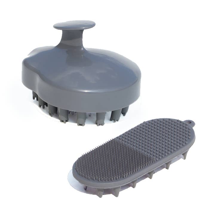 Silicone Skin & Scalp Scrubber/Massager Duo for wholesale by PUFFCUFF