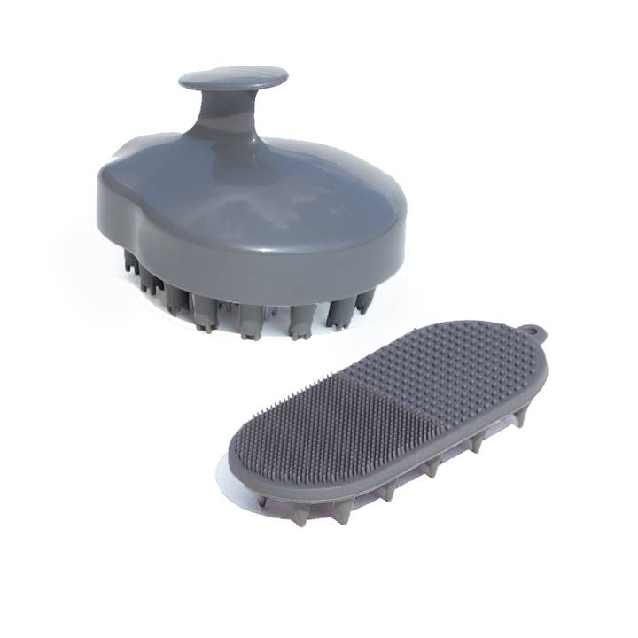 Silicone Skin & Scalp Scrubber/Massager Duo for wholesale by PUFFCUFF