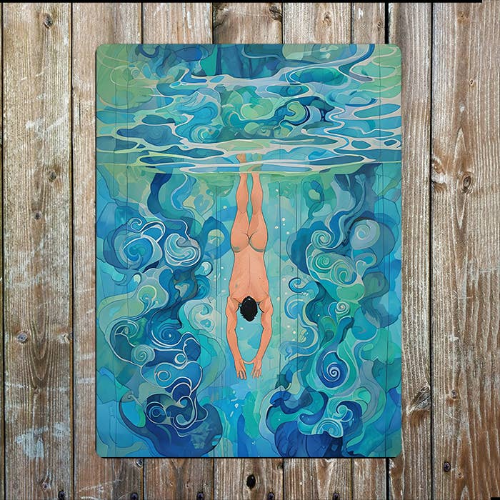 Insegna in Metallo Astratta Oceano Mare Immersione – Insegna in Metallo Nuotatore per la vendita all'ingrosso da parte di The British Metal Signs Company
