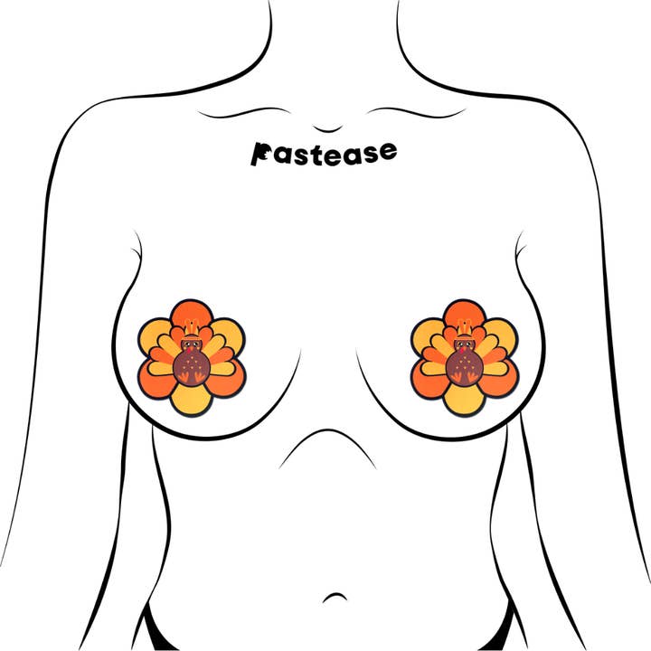 Pastease® - Wholesale Nipple Pasties - Women's - Thanksgiving Kawaii Fall Turkey Nipple Pasties by Pastease®