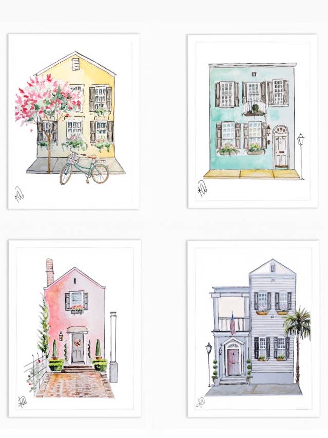 Charleston Fancy Print Set Of 4 (5x7) for wholesale by The Painted Katie