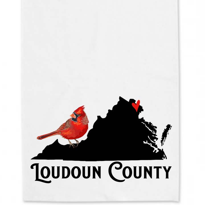 State of Virginia Cardinal Tea Towel - Custom Text for wholesale by Sweetgum Studio