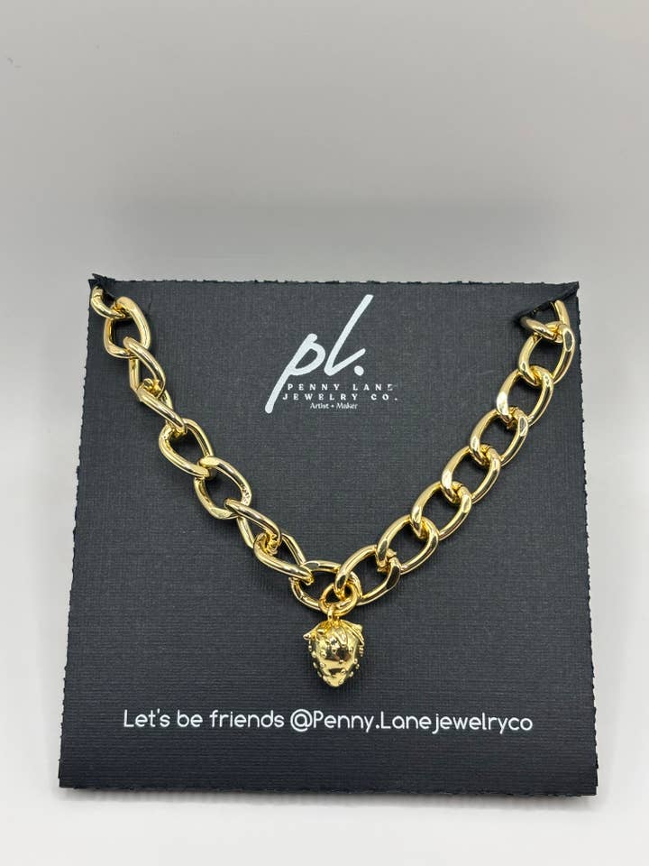 Sienna Chunky Gold strawberry necklace for wholesale by Penny Lane Jewelry Co