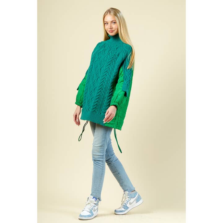 GREEN Quilted Back Turtle Neck Sweater for wholesale on Faire