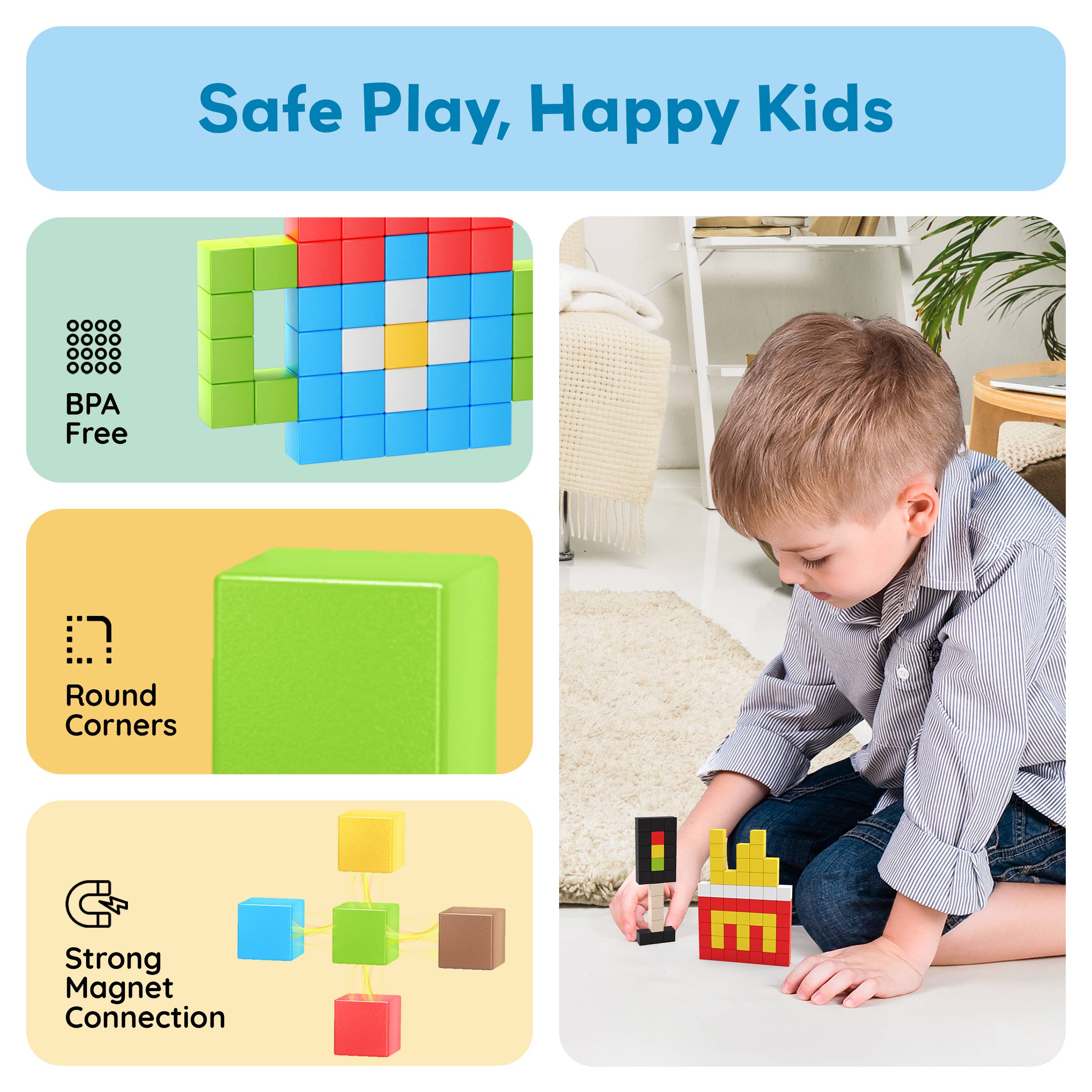 PicassoTiles – wholesale Building set – Child – PicassoTiles 100pc .5" Magnetic Cubes Set3