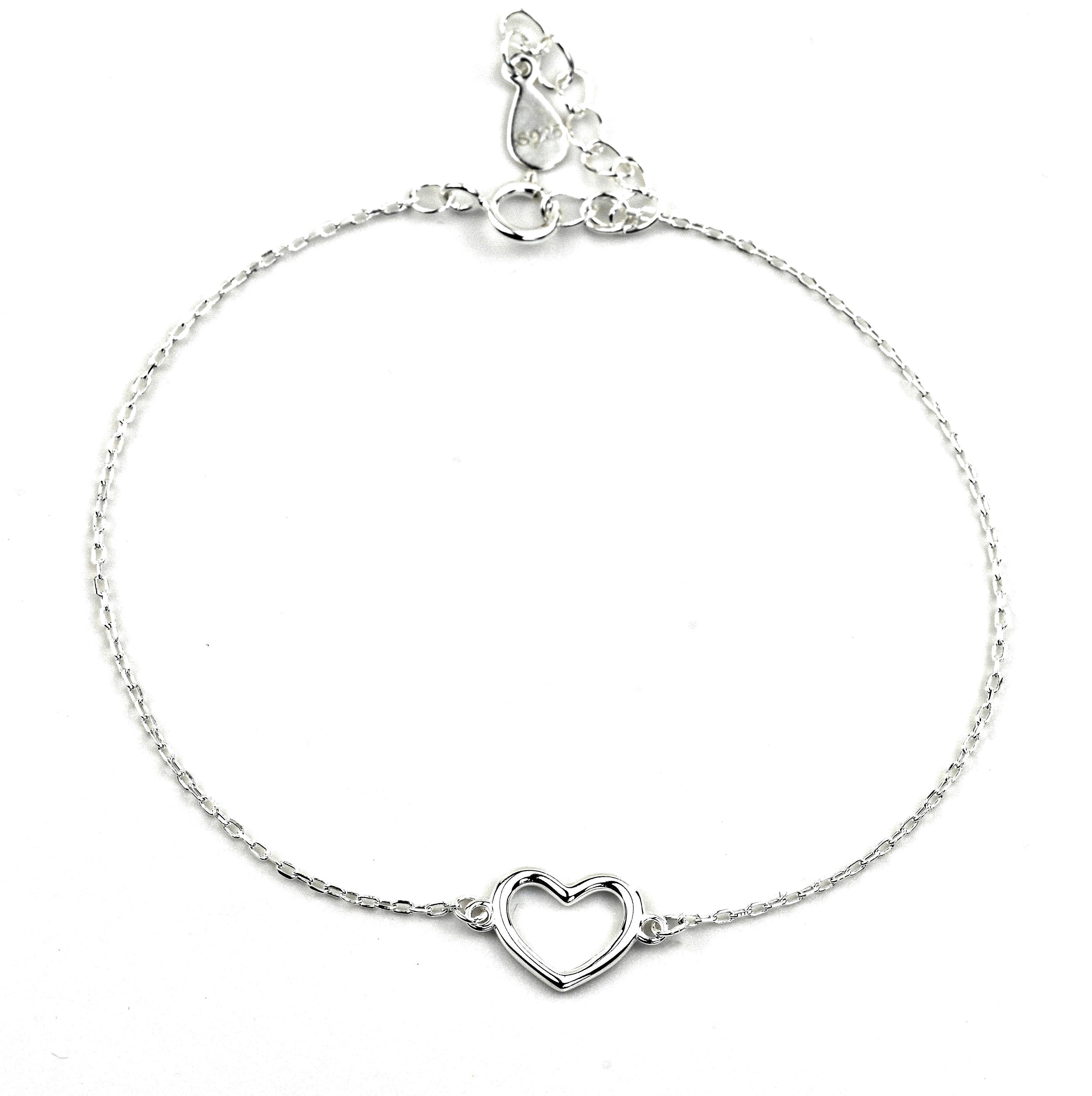 Blueyejewelry - Wholesale Charm/Dangle Bracelet - 925 Silver Heart Bracelet - Dainty Heart Charm Bracelet 2