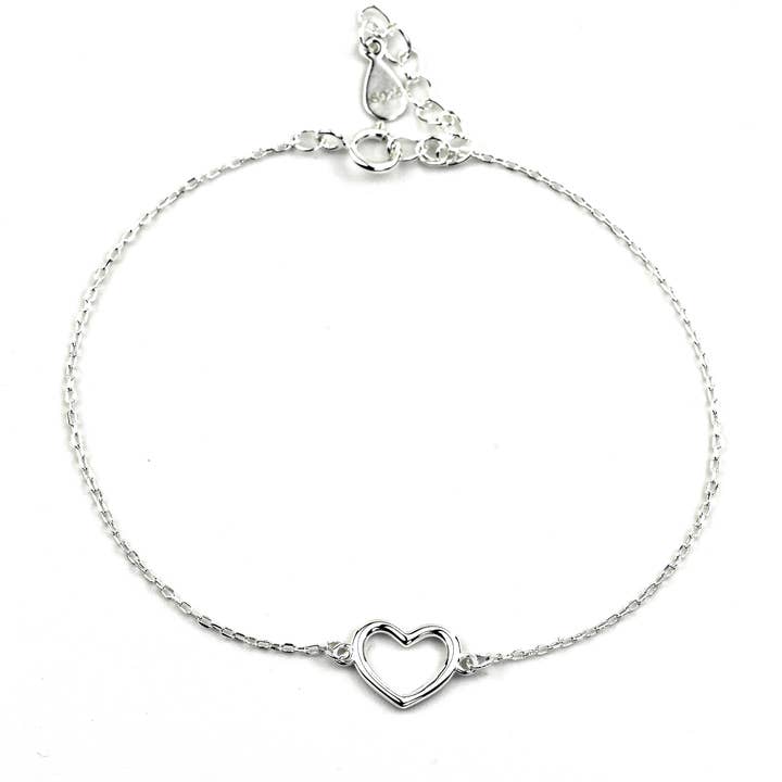 Blueyejewelry - Wholesale Charm/Dangle Bracelet - 925 Silver Heart Bracelet - Dainty Heart Charm Bracelet 2