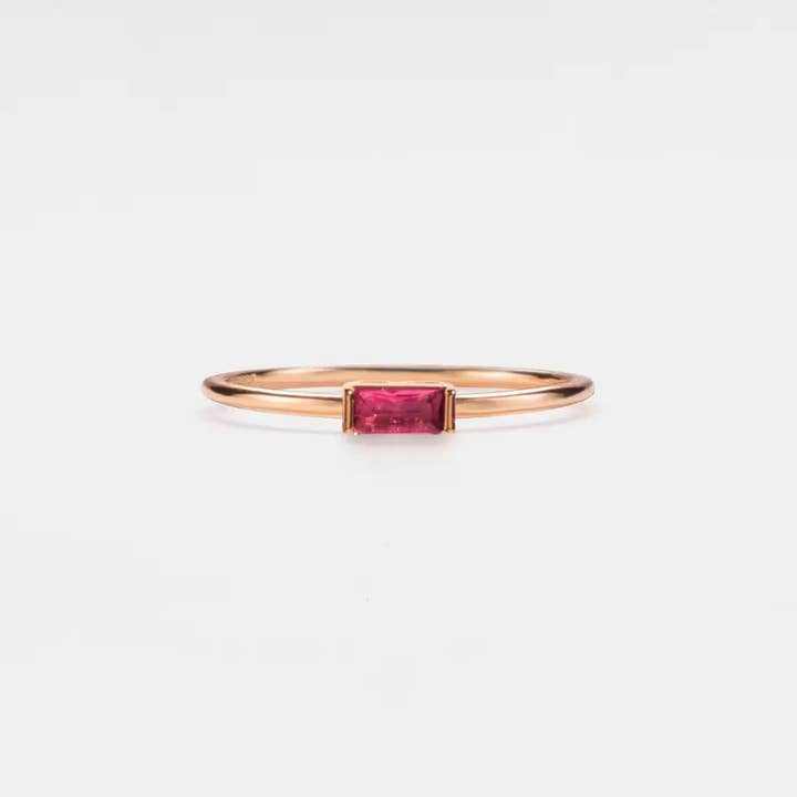 Perimade & Co. LLC - Wholesale Single Stone/Solitaire Ring - Baguette Cut Birthstone Stacking Ring in 925 Sterling Silver