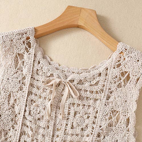 Funkyrel® Atzbranding Limited - Vente Veste sans manches – femme - Crosa - Gilet vintage bohème en crochet2