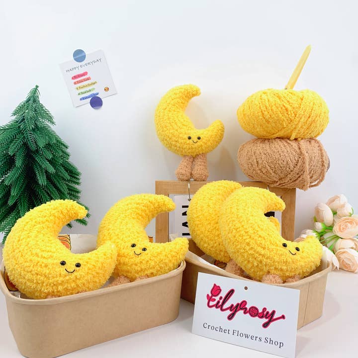 Gehaakte Jellycat geïnspireerde Knuffel, Handgemaakte cadeaus, Maan, Wolk voor wholesale door Lilyrosy(Duty free)