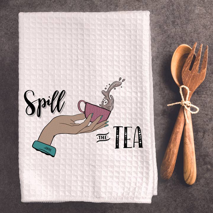 Spill the Tea - Tea Towel for wholesale by Black Cat Bazaar