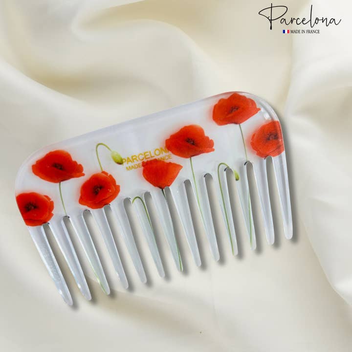 Parcelona - Wholesale Hair Brush/Comb - Parcelona Wide Tooth Comb Tropical Toucan Floral Print Comb for Thick Curly Hair58