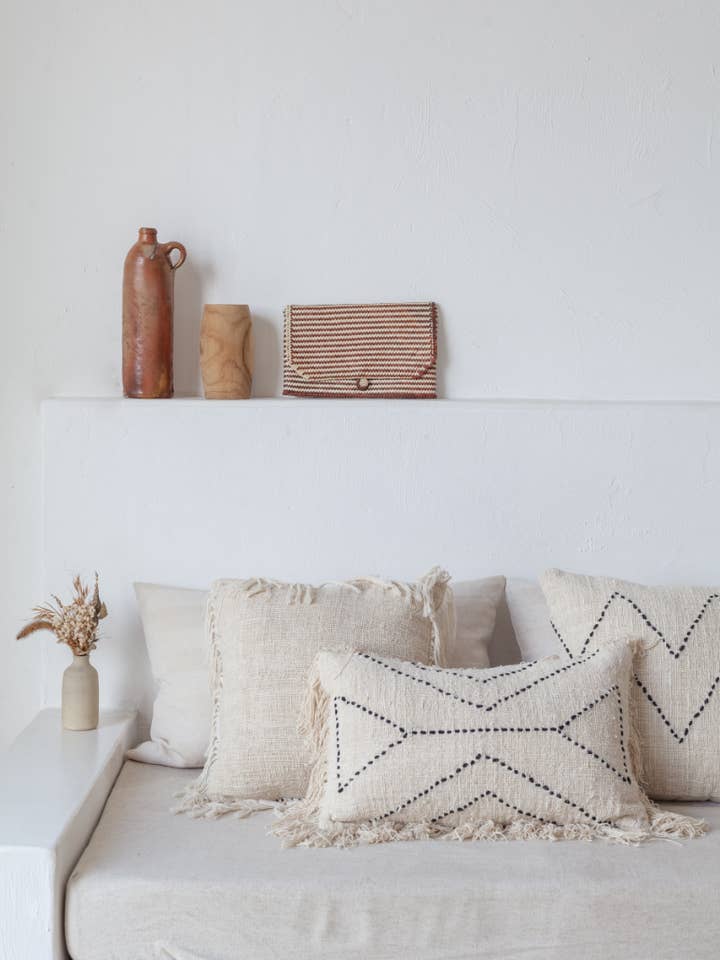 Rattan Clutch in Stripes Motif for wholesale by Village Thrive