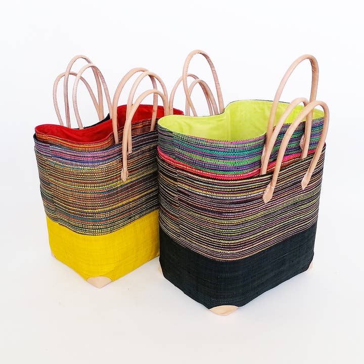 Rabane "Tsivory" bags with pouch size GM assorted for wholesale by Le comptoir de la plage