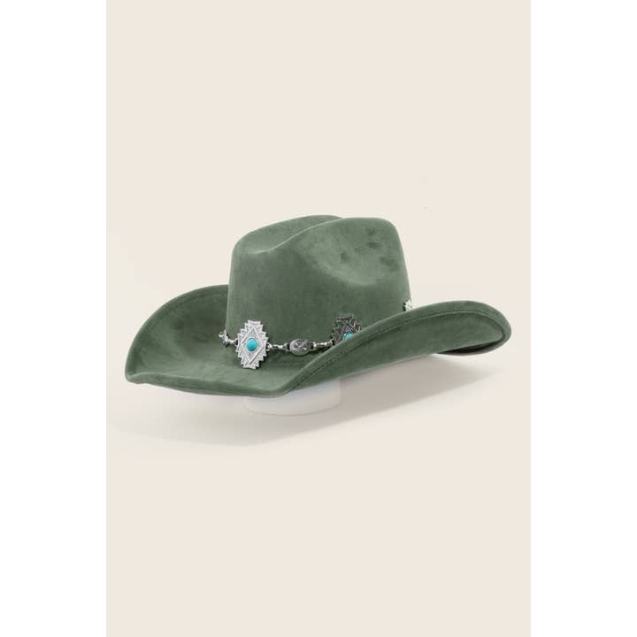 Anarchy Street - Vente Chapeau en feutre - femme - Chapeau de cowboy western avec ceinture concho à clous turquoise7