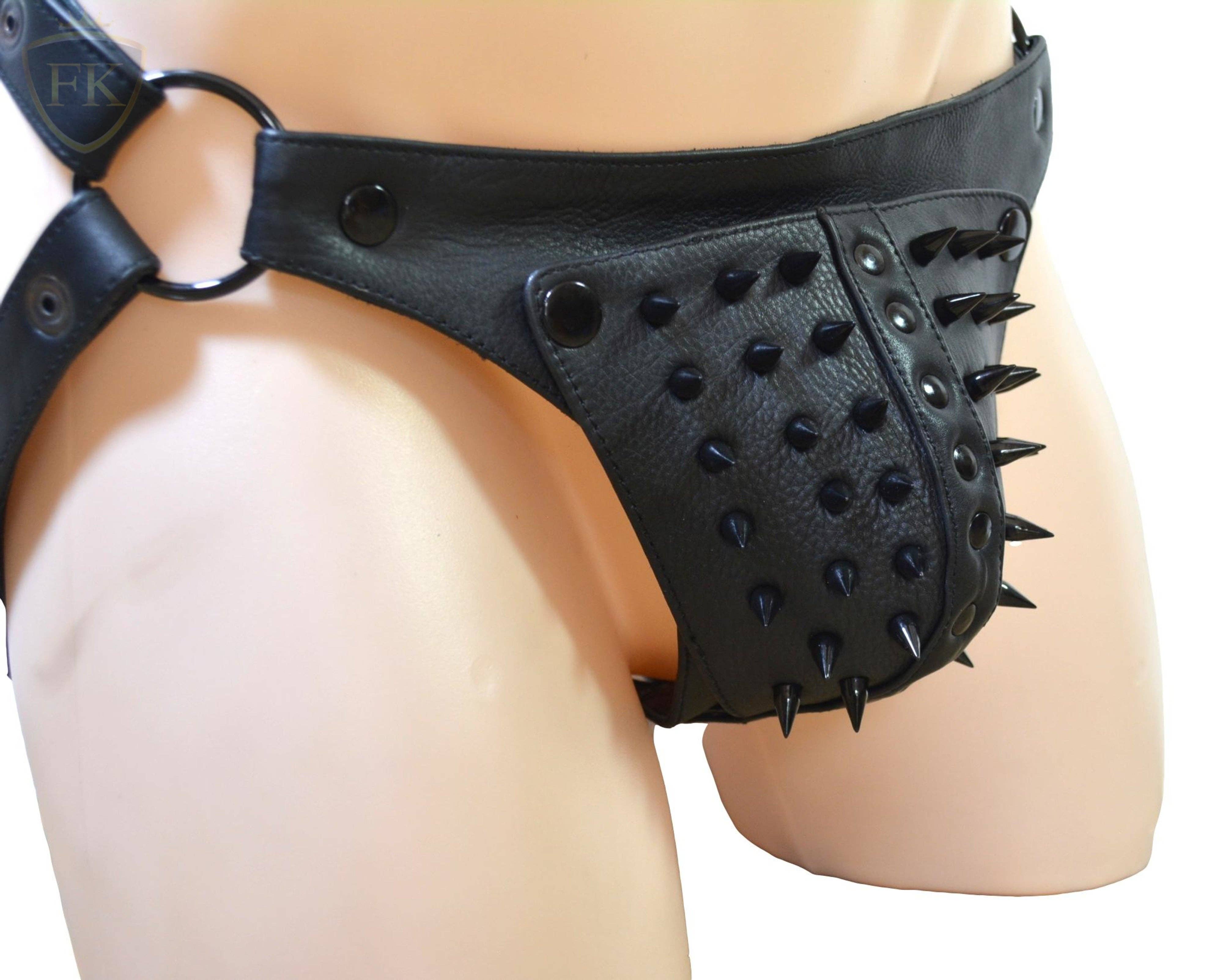 Meninleather - Wholesale Underwear - Men's - Leather Underwear codpiece Jocks  Boxer Briefs Jockstraps spike stud4