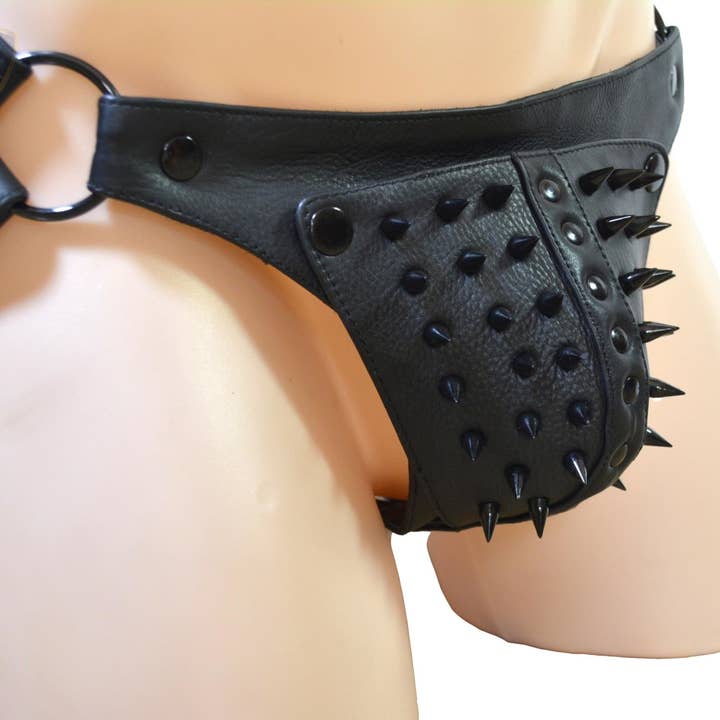 Meninleather - Wholesale Underwear - Men's - Leather Underwear codpiece Jocks Boxer Briefs Jockstraps spike stud4