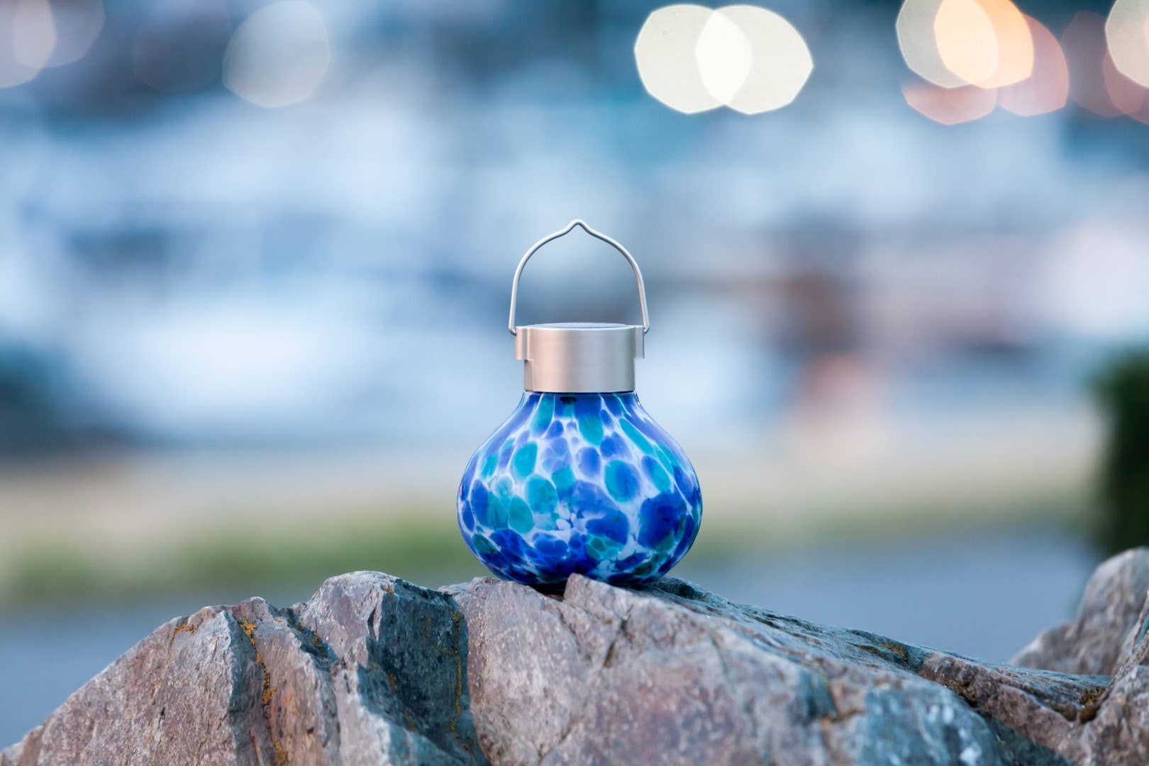 Allsop Home & Garden - Wholesale Outdoor/Lawn Light - Tea Lantern - 5" Glass Outdoor Solar Lantern - Tidal Blue9