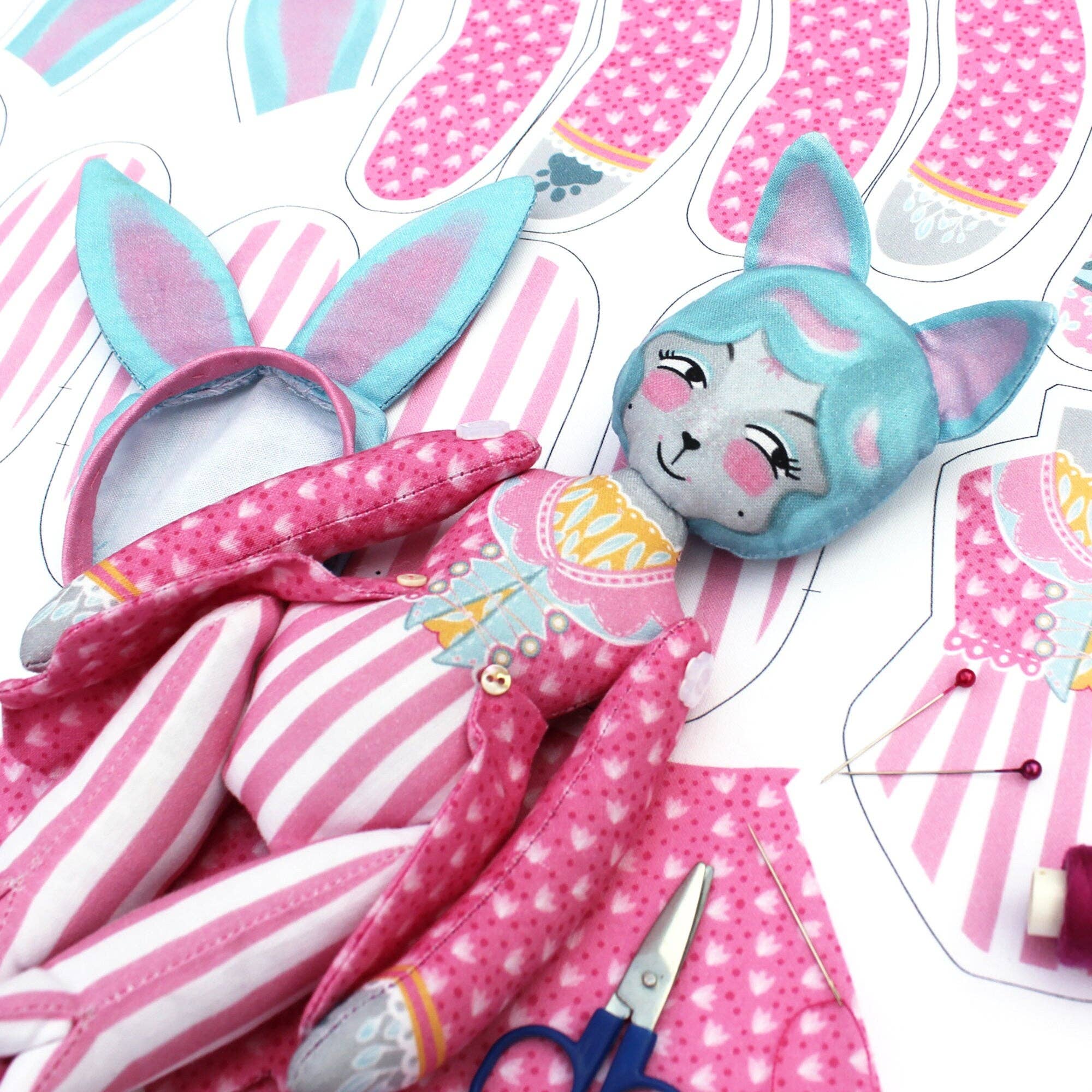 Miss Ella – wholesale DIY craft kit – DIY Dolly Kit - Mewky the Circus Ringmaster Cat Bunny Doll6