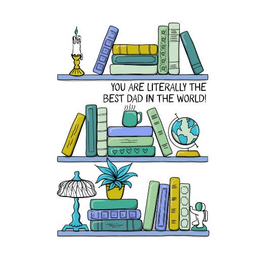 Best Dad in the World Book Lover Father’s Day Card for wholesale by Mollie Hendrick Design