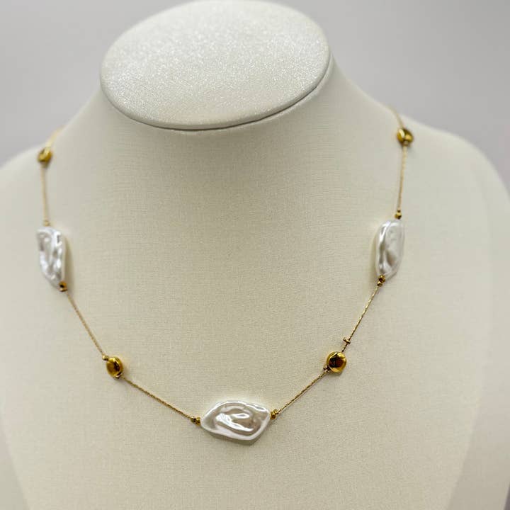 YOLA - Wholesale Pendant/Charm Necklace - Süßwasser Pearl Edelstahl Kette0