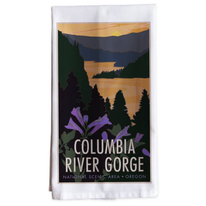 Columbia River Gorge, Área Cénica Nacional - Pano de Cozinha por atacado de Travel Posters by M&W Design Co.