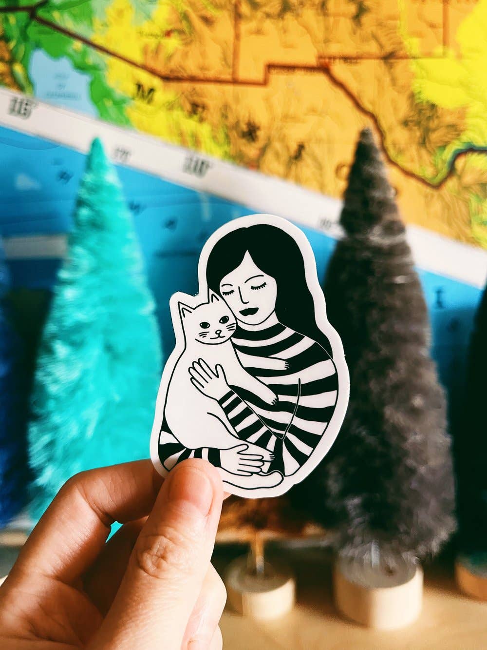 Jessica Holly Creative - Vente Autocollant - Autocollant en vinyle simple 'Portrait d'une maman chat', 3 pouces2