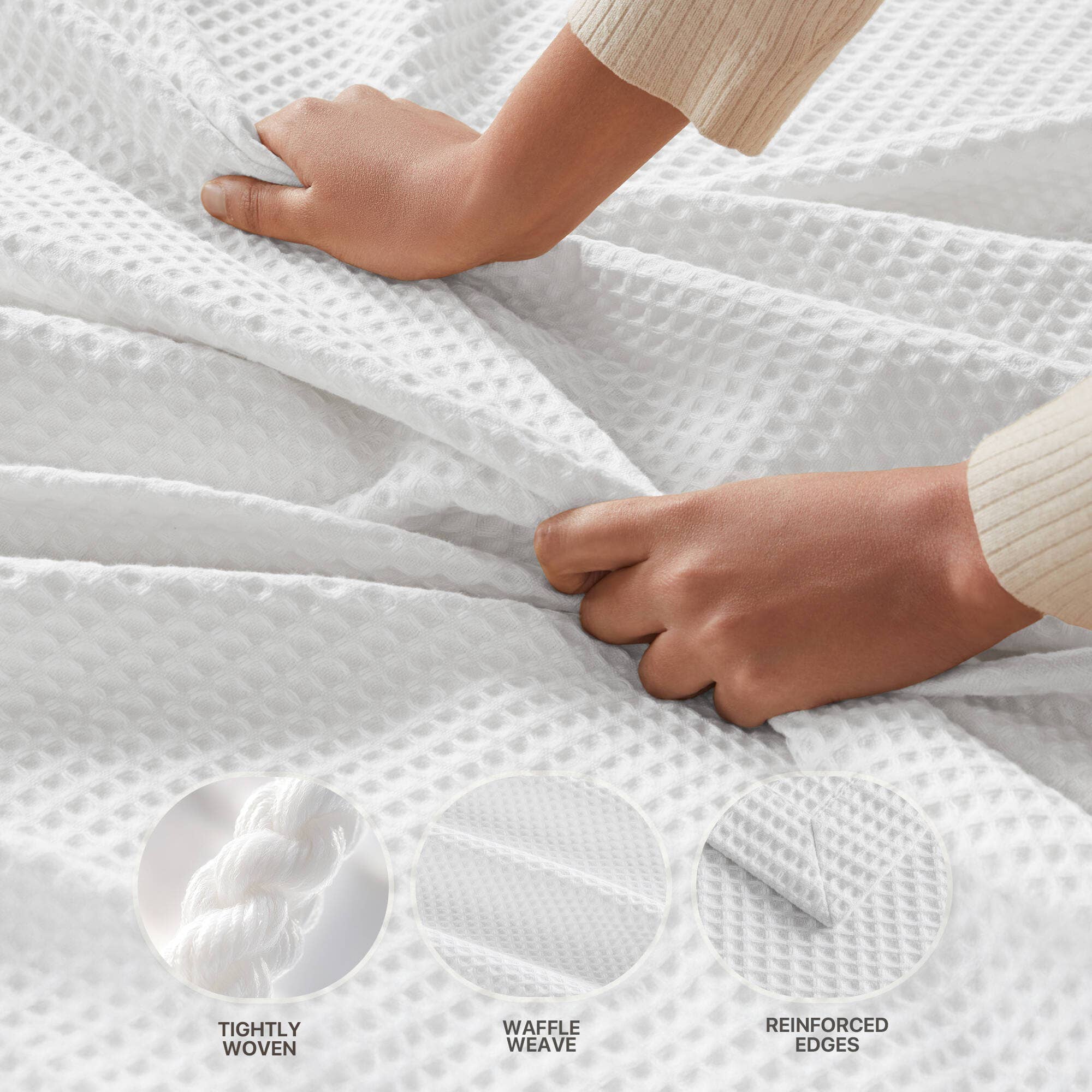 Olliix - Wholesale Bedding Blanket - 100% Cotton Waffle Weave Cozy Bedding Blanket, White13