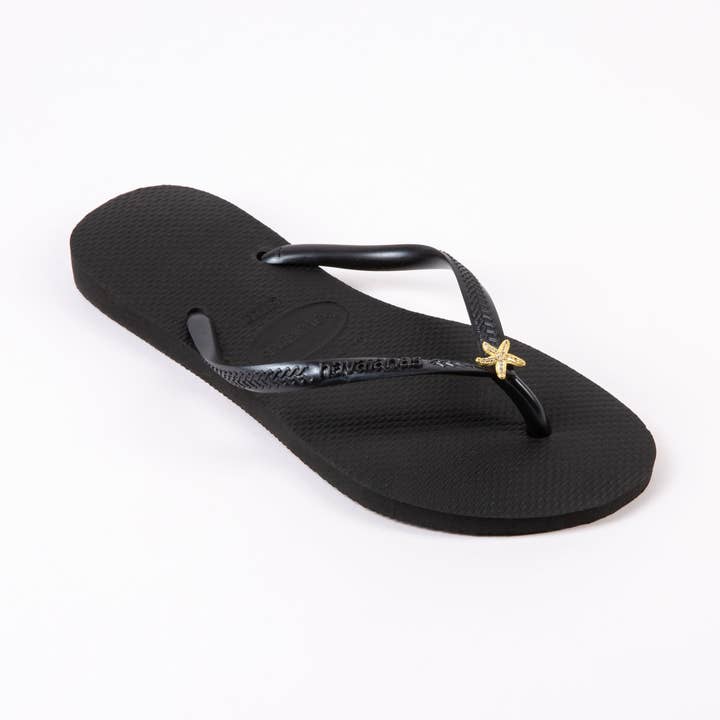 Skinny Crystal Starfish Gold para venta al por mayor de Dini’s Jeweled Flip Flops