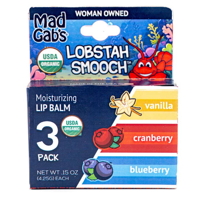 3PK Organic Assorted Lobstah (Lobster) Smooch Lip Balm for wholesale by Mad Gab's
