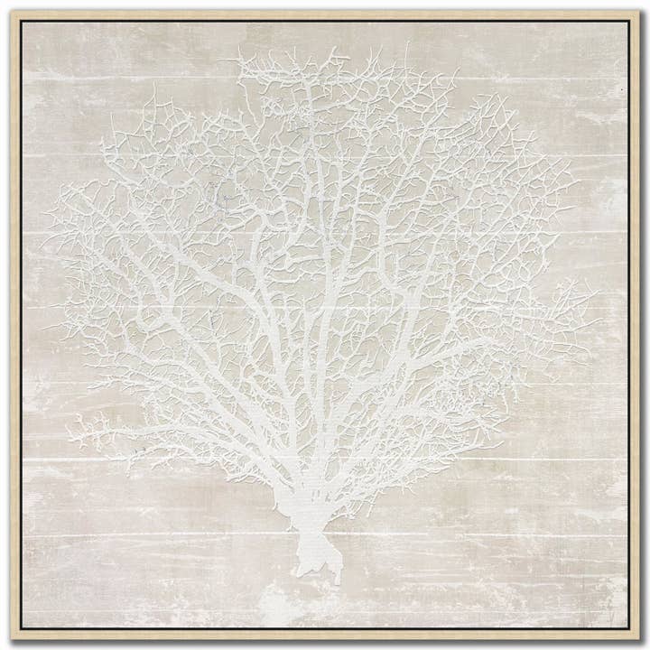 Blanc, Beige Art mural sur toile Cœur de corail II en vente sur Faire