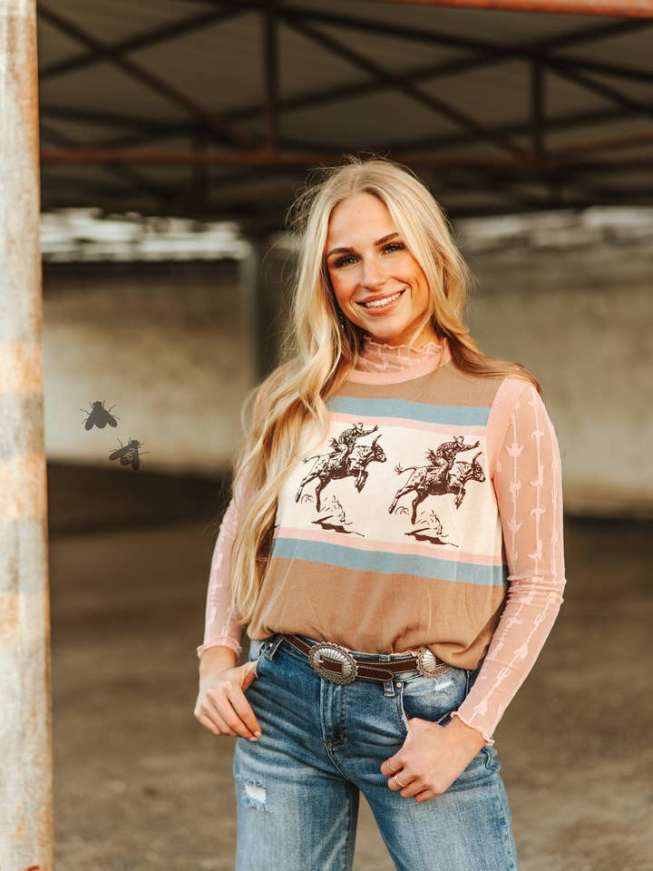 2 Fly Co - Wholesale Blouse - Women's - LARIAT LACE L/S *DUSTY ROSE