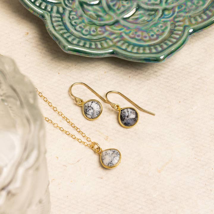 Dendrite Opal Necklace and Drop Earrings Matching Set for wholesale by Soul & Little Rose