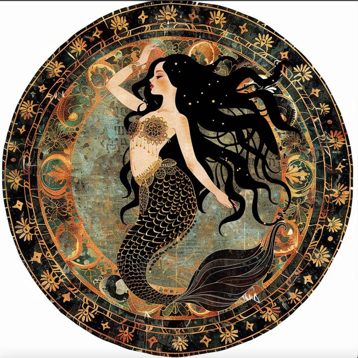 Vintage Mermaid "Morgen" Art Wall Hanging for wholesale by Bodhi Leaf Market