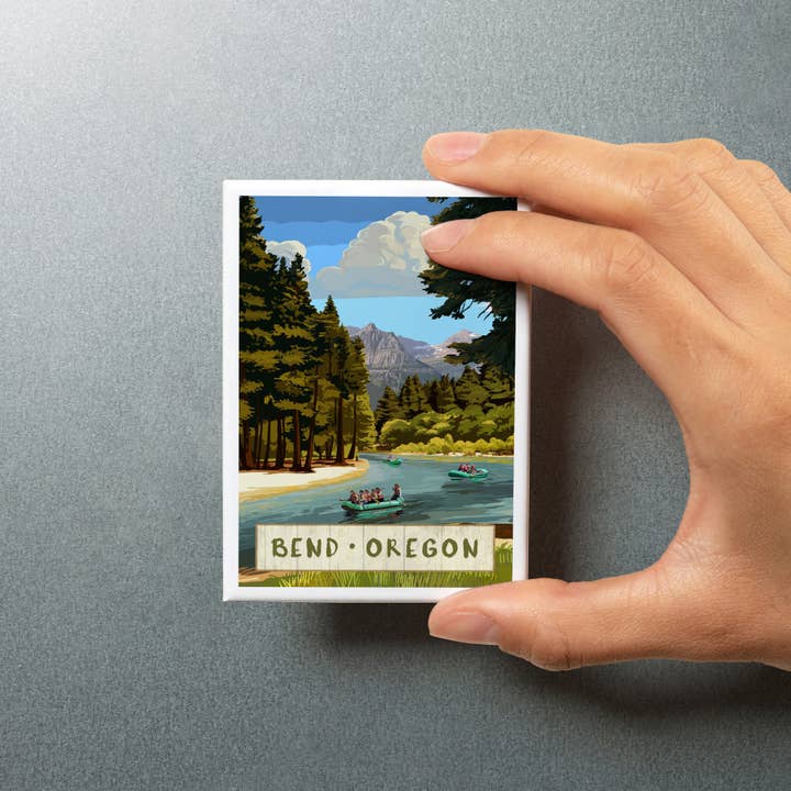 Lantern Press - Wholesale Magnet - MAGNET Bend, Oregon, River Rafting