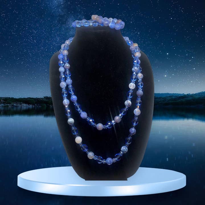 Blue Jean Baby - Smoky Quartz Crystal Necklace & Bracelet Set - Layered for wholesale by Exotic by Nature Jewelry